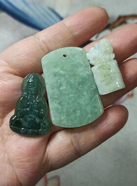 307缅甸天然翡翠吊坠杂件观音等卡35X18mm左右玉石玉牌满48元包邮
