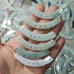 168天然翡翠玉璜项链吊坠卡50mm左右编绳材料玉衡配件满48元包邮