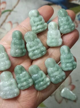 44缅甸天然翡翠观音吊坠牌子卡23X15mm左右颜色随机满48元包邮
