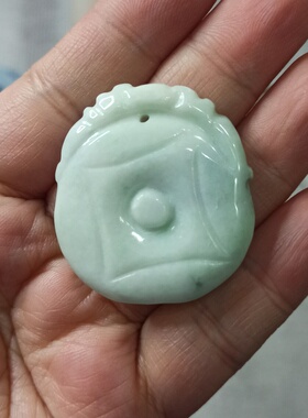 343天然翡翠吊坠飘花花牌福袋挂件特色卡36X33mm雕刻件满48元包邮