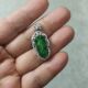 266天然翡翠吊坠叶子阳绿底危料水钻镶嵌卡17X8mm左右满48元 包邮