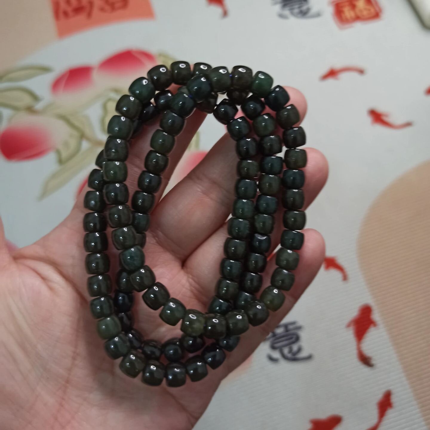 天然和田玉青玉项链老型珠珠链
