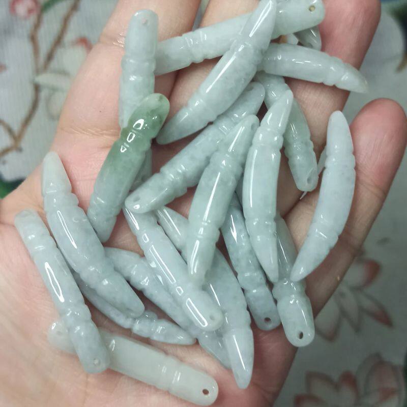 207翡翠莲藕玉璜玉衡手牌清爽色淡绿卡40mm左右长满48元包邮