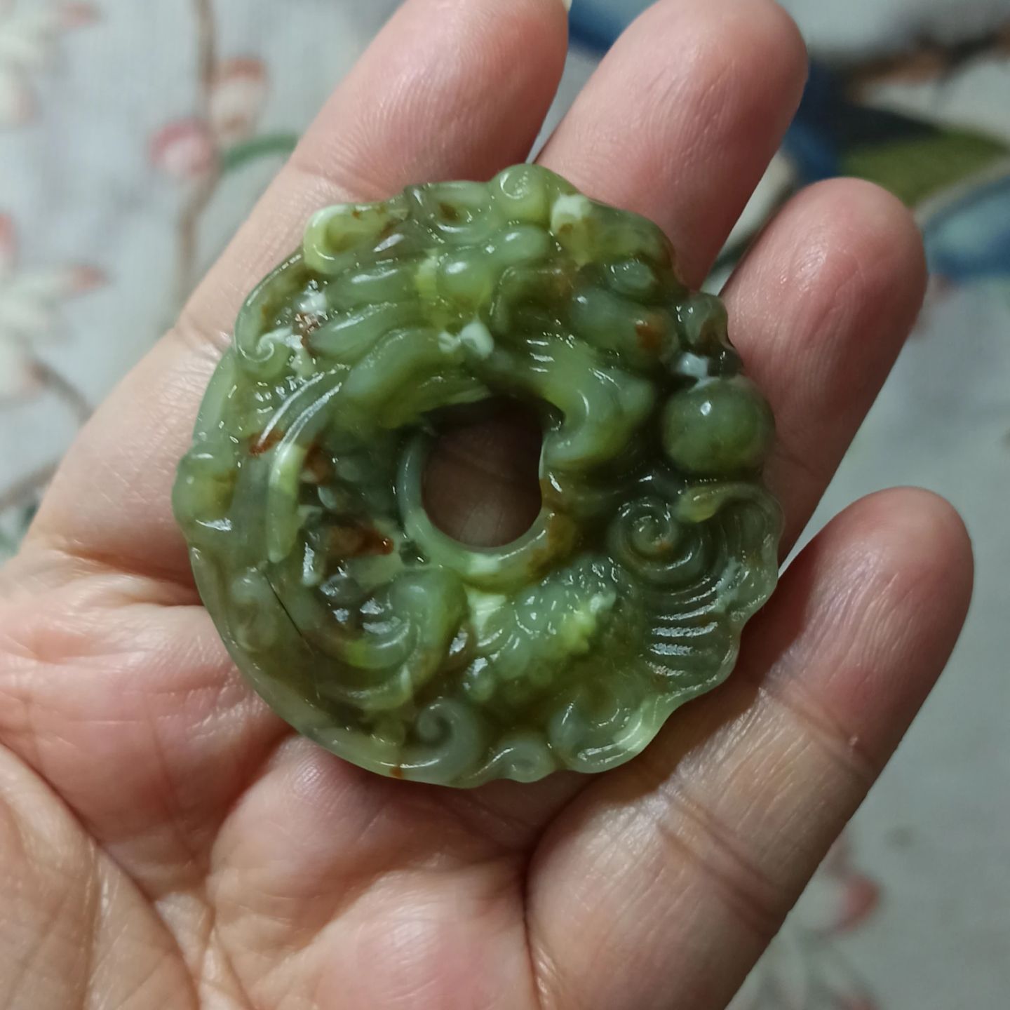 辽宁岫玉吊坠特色仿古龙扣牌