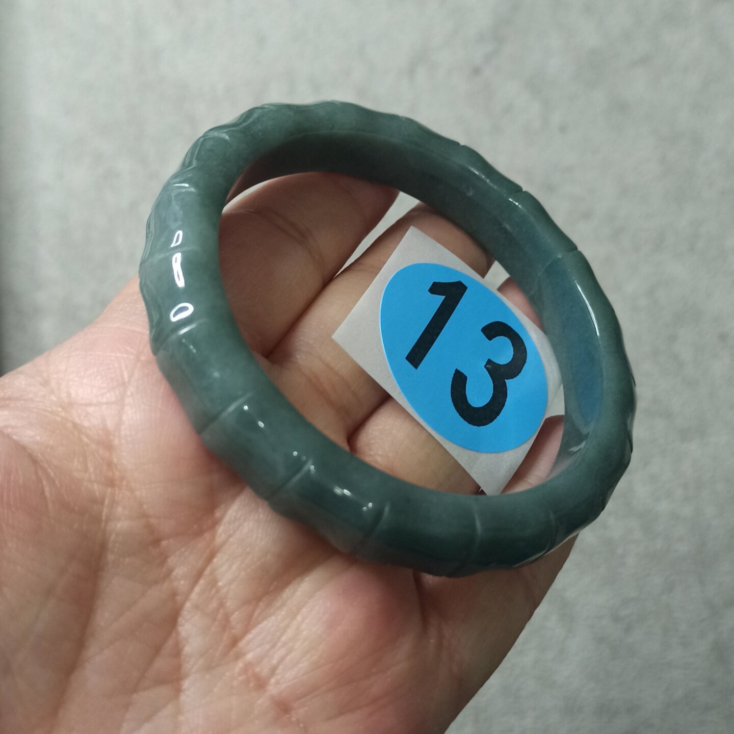 翡翠手镯危料蓝水圈口卡58mm