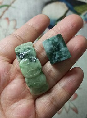 396缅甸天然翡翠A货手链手排雕刻手牌41X14mm左右手工编织diy配件