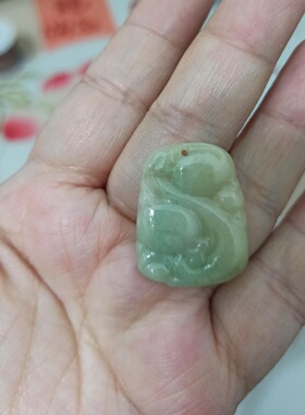 123缅甸天然翡翠祥云如意吊坠小滴溜雕刻小件卡27X21mm左右48包邮