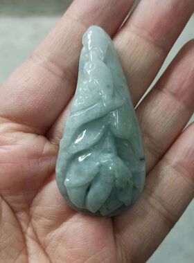 天然翡翠吊坠A货蝶恋花玉兰