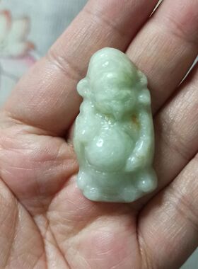 404缅甸天然翡翠吊坠福禄财神牌子飘花卡40X20mm左右满48元包邮