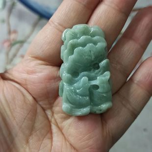191天然翡翠吊坠飘花荷叶鸳鸯牌如意莲叶牌卡44X27mm左右满48 包邮