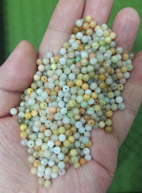 缅甸天然翡翠A货圆珠小米珠