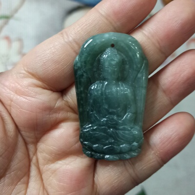 天然翡翠佛公吊坠蓝水宝宝佛