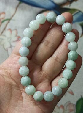 378缅甸天然翡翠莲花珠手串单圈圆珠手链卡10mm左右满48元包邮
