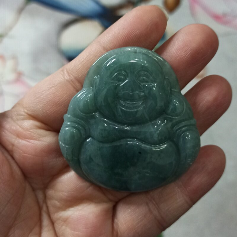 348危料天然翡翠佛公吊坠蓝水宝宝佛牌子卡49X48mm左右满48元包邮