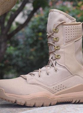 SFB松鼠灰色高帮战术靴特种兵战斗靴男CQB作战靴军训靴户外沙漠靴