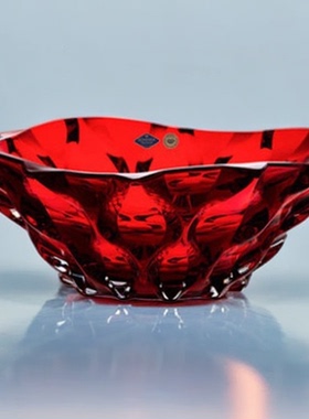 捷克红色水晶玻璃果盘欧式创意客厅装饰