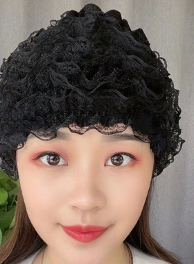 遮白发美人纱包头帽春秋夏四季款蕾丝小花朵款防尘遮阳中老年女士