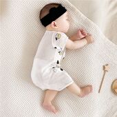 薄款 空调服男女宝宝透气哈衣纯棉夏装 网红睡衣 短袖 婴儿连体衣夏季