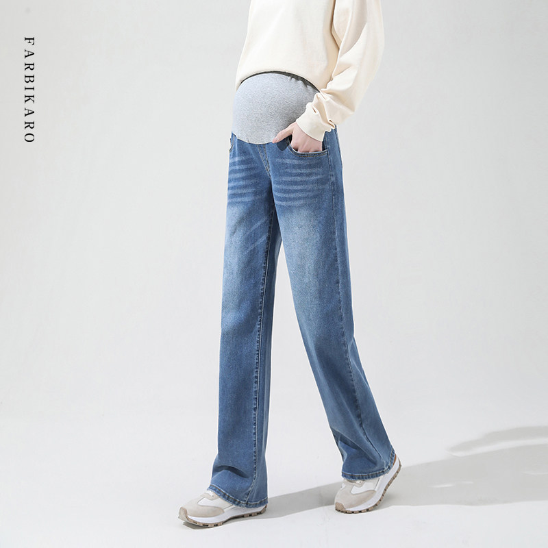 孕妇阔腿牛仔裤春夏外穿大码宽松休闲直筒裤春季拖地长裤孕妇夏装