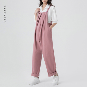 孕妇背带裤春秋外穿宽松时尚薄款小个子阔腿裤孕妇装夏季款长裤女