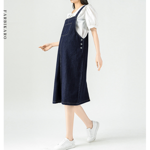 孕妇背带裙春秋牛仔连衣裙时尚减龄高级感休闲孕妇春装吊带裙秋季