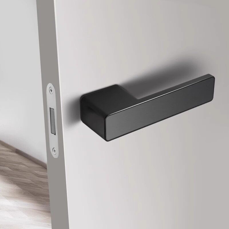极简门锁室内卧室门把手意式磁吸静音现代房门锁黑色生态实木门锁