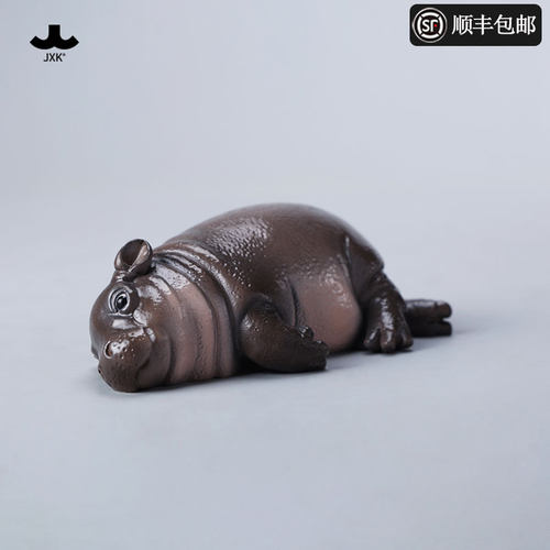 侧睡河马幼崽仿真可爱公仔手办