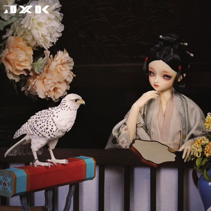 jxk 1/3 白玉爪海东青动物仿真鸟模型潮玩摆件搭配bjd兵人偶手办