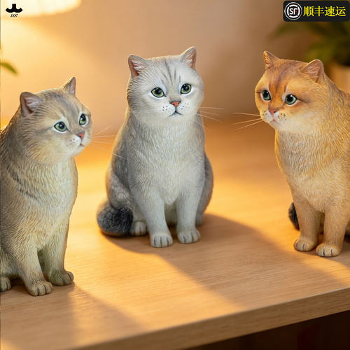 接单 JXK382英国短毛猫模型 猫咪手办摆件手工精致桌面装饰车载