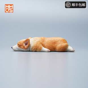 【Xmmos】睡姿柯基犬仿真动物模型创意桌面车内装饰睡觉小狗摆件