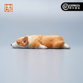 饰车载摆件手办玩偶 趴睡柯基犬仿真小狗模型桌面车内装 Xmmos