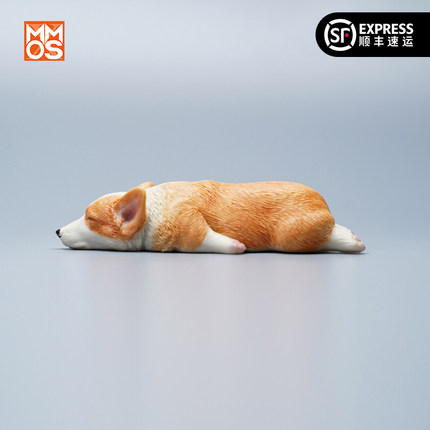 【Xmmos】趴睡柯基犬仿真小狗模型桌面车内装饰车载摆件手办玩偶