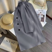 西装 2026灰色长款 大衣秋冬单排扣宽松韩版 外套女黑色小众西服外套
