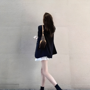 黑色西装外套女韩系正肩款短款垂感气质休闲西服小个子西装外套女