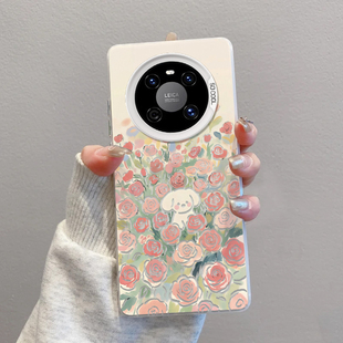 玫瑰狗狗适用华为MATE40手机壳全包硅胶软壳40E高颜值简约防摔MATE40Pro时尚 40EPro保护套 创意新款