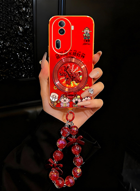 顺风顺水顺财神适用OPPOReno11手机壳电镀硅胶防摔软壳Reno11Pro全包镜头创意简约新款保护套