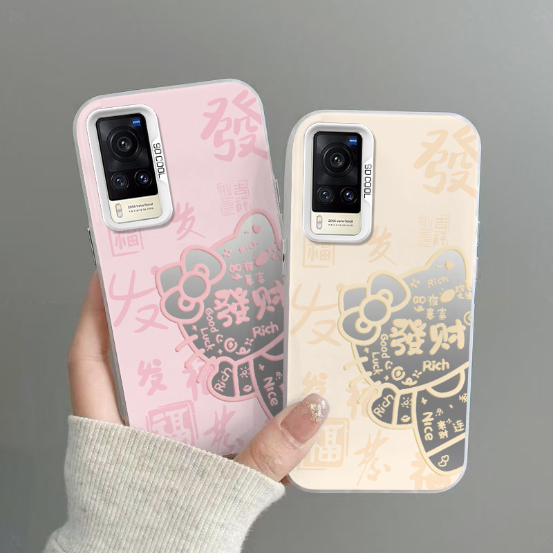 VIVOX60手机壳发财KT猫磨砂彩银