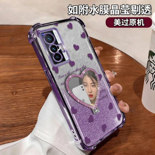 VIVOX70手机壳爱心英文镜子支架