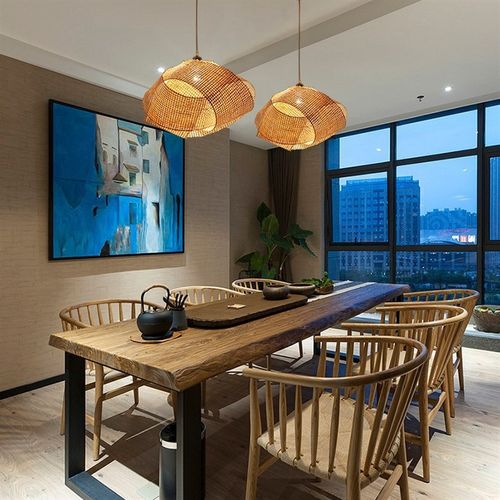 创意个性吊灯异形工艺竹编灯茶室民宿大厅鸟巢艺术装饰灯藤艺灯具