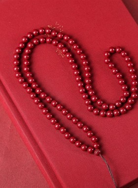 朱砂8颗珠链吊坠绳6毫米紫金砂项链手工绳帝王砂珠链吊坠低含量