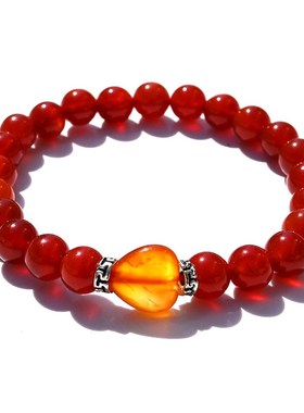 速卖通 饰品玛瑙紫晶护院手串 爱心桃心虎眼石头串珠手链