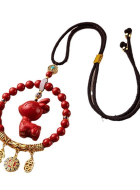 朱砂小鹿吊坠车挂珠链款小鹿后视镜挂件车载吊坠低含量紫金砂挂件