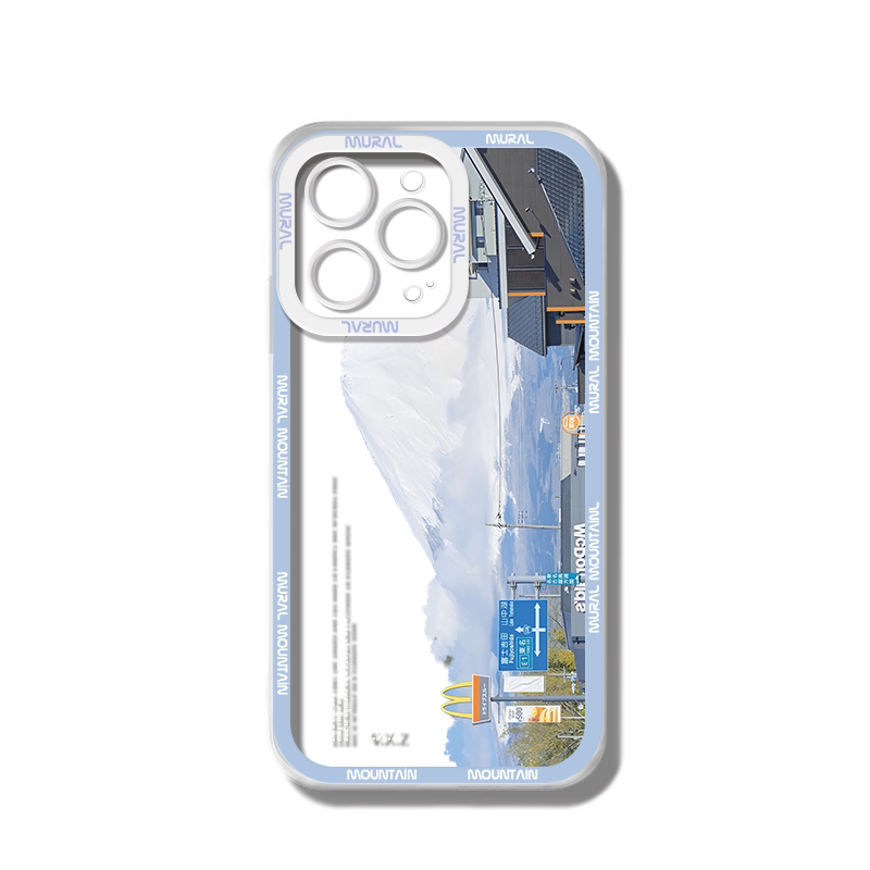 暗紫色雪山苹果15promax手机壳iPhone13新款14pro透明12全包防摔11软硅胶x男高级感xs创意xr女14