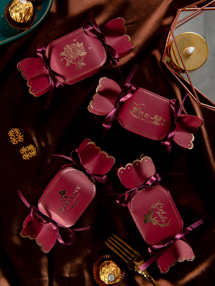 喜糖盒结婚专用红色中国风个性易折实用可装香烟酒红色抖音个性纸