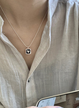 纯银项链女爱心吊坠锁骨链