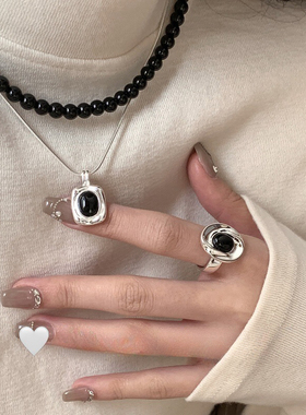 黑玛瑙925银蛇骨链女项链高级感