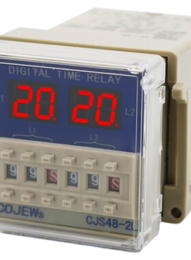 CJS48-2L电子计时器两路通电延时先后动作双组设定数显时间继电器