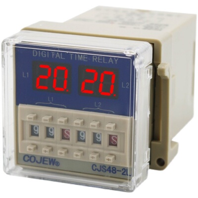 CJS48-2L电子计时器两路通电延时先后动作双组设定数显时间继电器