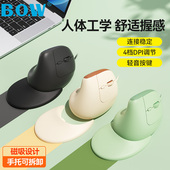 BOW航世笔记本人体工学有线滑鼠垂直立式 可爱女生USB电脑静音办公