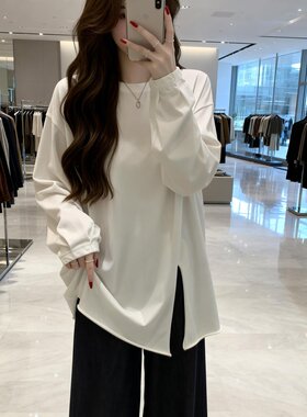 实拍 2026春季辛苦卷边个性透气针织T恤女大码宽松休闲显瘦单上衣